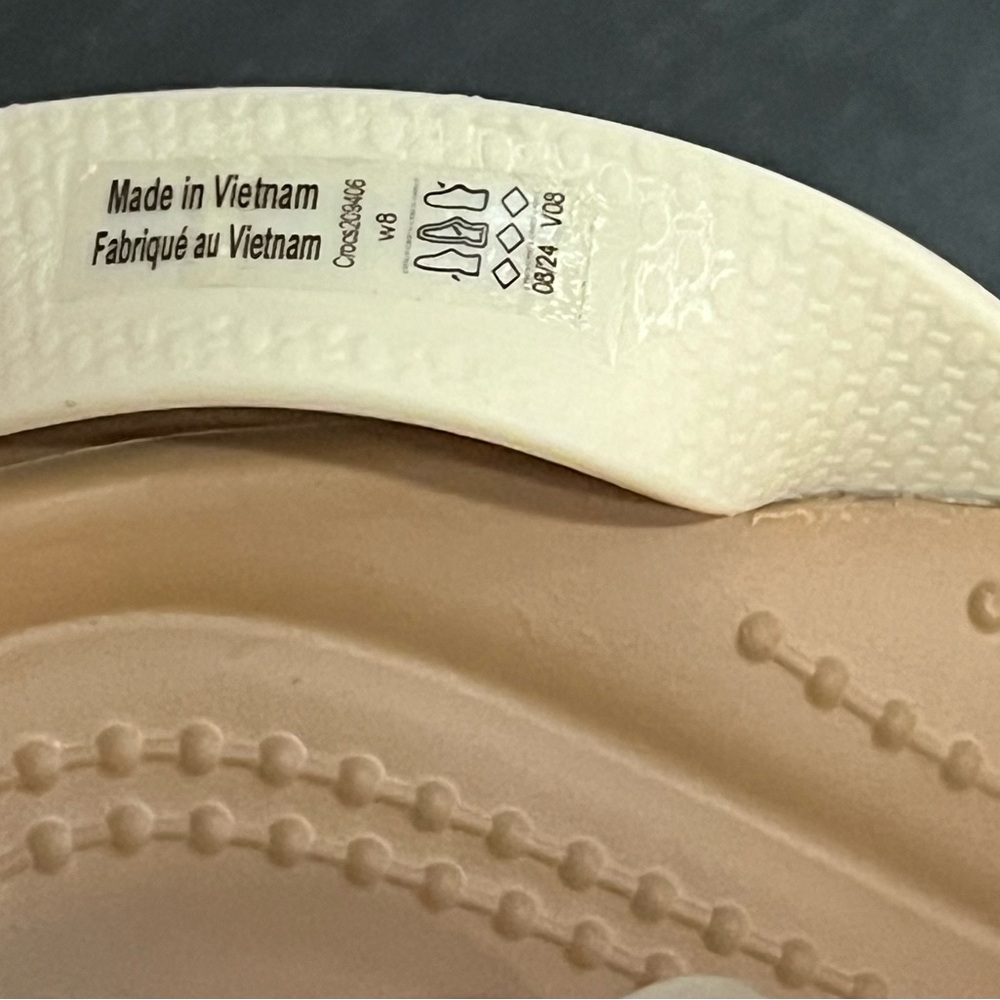 NWOT CROCS Women's Brooklyn Ankle Strap Cream and Brown Wedge Sandals - Picture 8 of 13